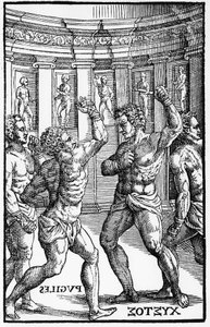 Bokserki, zapaśnicy - w „Jerome Mercurialis de Arte Gymnastica”, wydanie weneckie autorstwa Unknown artist