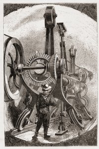 Maszyna Brunton do kopania tuneli w miękkich skałach - w „Nowe podboje nauki: elektryczność” Louis Figuier, sd autorstwa Unknown artist