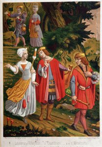 Scena bukoliczna: orka i wieś, chambriere i menestriers autorstwa Unknown artist