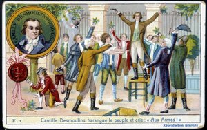 Camille Desmoulins szykował ludzi i krzyczał „Z bronią! „” - chrom., koniec XIX wieku autorstwa Unknown artist