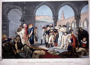 Kampania (wyprawa) w Egipcie (1798-1801): Napoleon odwiedzający Jaffa pestiferes w Egipcie, około 1800 r. autorstwa Unknown artist