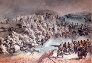 Kampania Algierii, podbój Konstantyna: odwrót armii francuskiej w Sidi-Tamtam, 27 listopada 1836 (litografia autorstwa Unknown artist