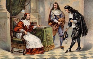 Kardynał Jules Mazarin (Giulio Raimondo Mazarin lub Mazarino) (1602-1661) przyjął Jana Chrzciciela (Jean-Baptiste) Colberta (1619-1683). autorstwa Unknown artist