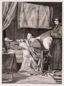 Kardynał Richelieu na łożu śmierci Ojca Józefa - rycina autorstwa Unknown artist