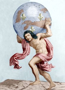 Karykatura Colberta jako Atlasa (rycina) autorstwa Unknown artist