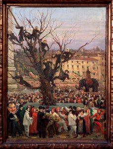 Scena karnawałowa na ulicach Rzymu Malarstwo Anonimowe. XIX-wieczny Rzym, Museo del Folklore autorstwa Unknown artist