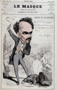 Karykatura Henri de Rocheforta (1831-1913), francuskiego dziennikarza i polityka, który prezentował wrogie gorszym stanowisko republikańskie. w „Le Masque” z 1867 r. autorstwa Unknown artist