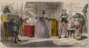 Sprawa obroży, proces (1785-1786): Jeanne de Valois-Saint-Remy (Valois Saint Remy), hrabina de La Motte (Lamotte) lub hrabina de La Motte Valois (Lamotte-Valois, La Motte-Valois) ( 1756-1791) przed parlamentem paryskim. Grawerowanie XIX w autorstwa Unknown artist