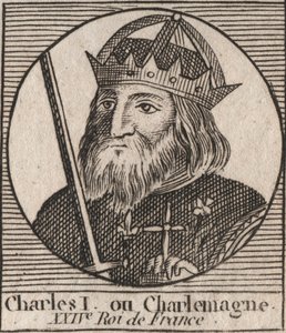 Karol Wielki (Carolus Magnus, Charles the Great) (747-814) Król Franków i chrześcijański cesarz Zachodu - rycina z „Instruction sur l