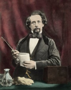 Charles Dickens (1812-1870) podczas czytania około 1860 roku. autorstwa Unknown artist