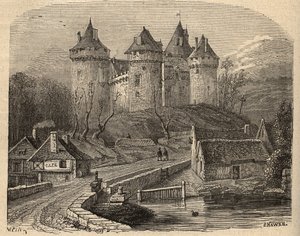 Chateau de Combourg - Ille-et-Vilaine Bretania - grawerowanie w „” PATRIE” - PECTUREQUIREQUE OPIS FRANCJI W 6 TOMACH WG LUCIENA HUARDA - koniec XIX wieku autorstwa Unknown artist