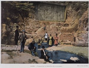 Chechan Alia, Shah Fath Ali i jego dzieci zwiedzają egipski pomnik autorstwa Unknown artist