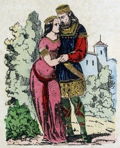 Childeryk I, król Salian Franków (436-481) spotkał Basin Turyngii (żonę króla Turyngii) podczas swojego wygnania. Clovis urodził się z ich małżeństwa. autorstwa Unknown artist