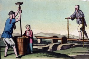 Chiny, po lewej łuskanie ryżu, po prawej regulacja wody do sadzonek – w „Staro-nowoczesnym stroju” Julesa Ferrario autorstwa Unknown artist