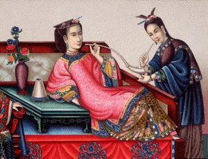 Chiński arystokrata siedzący i palący opium - sd XIX wiek autorstwa Unknown artist