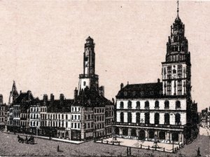 Miasto Calais: stara latarnia morska i ratusz w „Świat przedstawia 168 widoków” Niedatowany (koniec XIX wieku) autorstwa Unknown artist