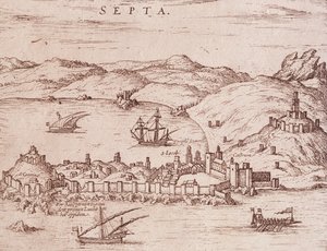 Miasto Septa (Ceuta) na początku XVII wieku, grawerowanie, Maroko autorstwa Unknown artist