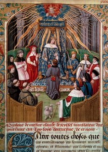 Claude de Seyssel (zm. 1520) ofiarowuje swoją książkę królowi Ludwikowi XII (1462-1515) Miniatura z „La Grande Monarchy de France” Claude