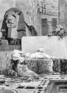 Kleopatra (69 - 30 pne) i Antoni lub Marek Antoine (83 pne - 30 pne) po klęsce z Cesarstwem Rzymskim. Rycina XIX wieku. autorstwa Unknown artist