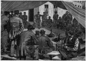 Walki kogutów w Belgii w 1888 r. w „”le journal de la Jeunesse””de 1888. autorstwa Unknown artist