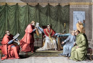 Konkordat z 1801 r. - Podpisanie konkordatu między Francją a Świętym Oblężeniem (Święte Oblężenie) przez papieża Piusa VII (Pius) (1742-1823), 15 sierpnia autorstwa Unknown artist