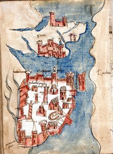 Konstantynopol, rękopis mapa Wenecji z XV wieku. autorstwa Unknown artist