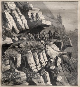 Budowa drogi górskiej w Alpach - Grawerowanie w „La Science francaise”” autorstwa Unknown artist