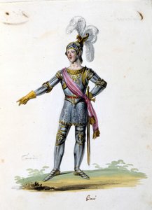Kostium dla postaci Tancrede rysuje Gironi do opery „Tancredi” ”(Tancrede) Gioacchino Rossiniego. 1813 autorstwa Unknown artist