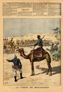 Stworzenie specjalnego korpusu Meharystów dla francuskiego podboju Sudanu, w celu walki z Tuaregami. Meharis, może zostać tydzień bez jedzenia, kłusować z prędkością galopującego konia, może przejechać ponad 100 kilometrów dziennie i jest autorstwa Unknown artist
