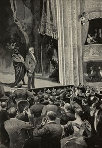 Tłum wiwatujący na cześć Giuseppe Verdiego (1813-1901) pod koniec opery Falstaff, 18 kwietnia autorstwa Unknown Artist