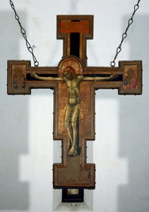 Ukrzyżowanie Anonimowy obraz na drewnie na odwrocie krzyża. XV-wieczne Varazze, Cappella del Castello Invrea Włochy autorstwa Unknown artist