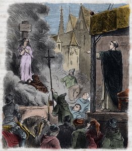 Krucjata przeciwko albigeois - Heretycy spaleni żywcem: katarzy na stosie, w czasie krucjaty przeciwko albigensom we Francji XIII wiek - Rycina z 1879 roku w „Histoire des Societes Secretes, Politiques et Religions” Pierre