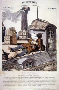 Daguerreopipers lub Talent zasypiają. Artykuł ironiczny przeciwko nowemu zawodowi fotografa. W „”Dzisiaj dziennik śmieszności””, 15.03.1840. autorstwa Unknown artist