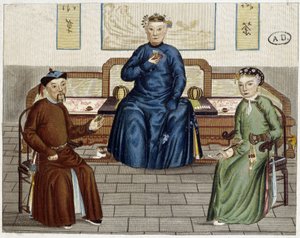 Życie codzienne Chińczyków: Herbata i tytoń - grawerowanie autorstwa Unknown artist