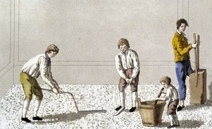 Dekoracja: jeden z etapów układania podłogi autorstwa Unknown artist