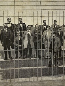Oskarżeni w procesie przeciwko Giuseppe de Felice Giuffrida (1859-1920) i towarzyszom, Palermo, Włochy, rycina ze zdjęcia E Interguglielmi z L