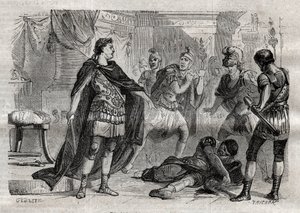 Dioklecjan (Caius Aurelius Valerius Diocletianus Augustus) (244-311) umierający Lucius Flavius Aer - grawerowanie w „” Dictionnaire populaire illustrious” - 1864 - Joseph December i Edmond Allonier - autorstwa Unknown artist
