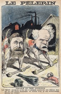 Spory między socjalistami Jean Jaures (1859-1914) (po lewej) i Henri Rochefort (1831-1913) (po prawej). Ilustracja w „Le Pelerin” z 19 czerwca 1898 r. autorstwa Unknown artist