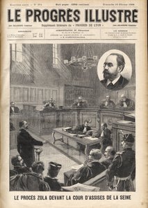 Sprawa Dreyfusa: Emile Zola (1840-1902) w sądzie seine na proces Alfreda Dreyfusa autorstwa Unknown artist