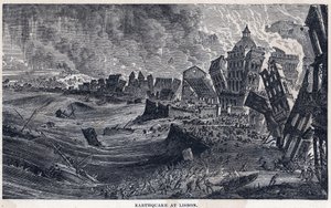 Trzęsienie ziemi z Lizbony do Portugalii w dniu 1 listopada 1755 autorstwa Unknown artist