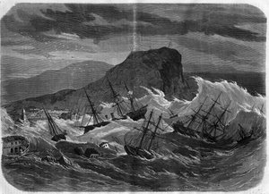 Trzęsienie ziemi w Peru: tsunami zatopiło miasto Arica we wrześniu 1869 r. – Grawerowanie w „” Le Journal Illustré”” autorstwa Unknown artist