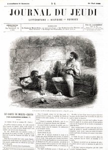 Edmond Dantes, hrabia Monte Cristo (Monte Cristo) spotyka Abbe Faria dzięki wydrążonemu tunelowi w więzieniu - w „Le Journal du Thursdays”” z 31.05.1860 autorstwa Unknown artist
