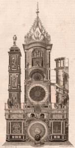 Widok elewacji zegara astronomicznego znajdującego się w katedrze Matki Bożej w Strasburgu, Francja autorstwa Unknown