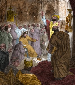 Koniec dynastii Merowingów, 751: obalenie króla Childeryka III (714-754) przez Pepina Briefa (714-768). autorstwa Unknown artist