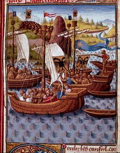 Wrogowie przybywają do Rzymu, by prosić o pokój z Rzymian Miniatura z „”Historii Rzymu”” (Ad urbe condita) autorstwa Titus Live (59 pne-17 AD) (Titus Livius), przekład Pierre Bressuire (ms. 310) 1450- 1500 - Chantilly, musee Conde - Wrogowie przybywają do  autorstwa Unknown artist
