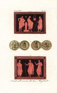 Tytułowy archon lub główny sędzia przesłuchujący młodego mężczyznę 1 i archon z dwoma zastępcami 2 autorstwa Unknown artist