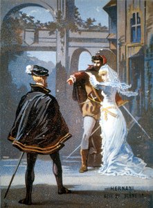 Ernani de Giuseppe Verdi, akt II, scena II. chromolitografia XIX wiek. autorstwa Unknown artist