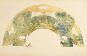 Evantail - Bretończycy Au Bord De La Mer (Wachlarz - Bretończycy nad morzem) (cynkografia i monotypia z ręcznym kolorowaniem) autorstwa Unknown artist