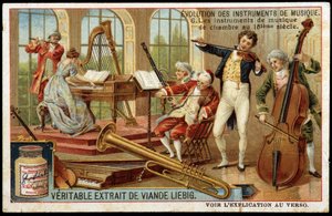 Ewolucja instrumentów muzycznych: instrumenty kameralne w XVIII wieku - chromo Liébig. autorstwa Unknown artist