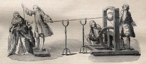 Doświadczenie z maszyną Boze: zapalenie spirytusu czubkiem miecza autorstwa Unknown artist